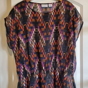 Liz Claiborne Womens Sheer Layering Blouse Top, PL
